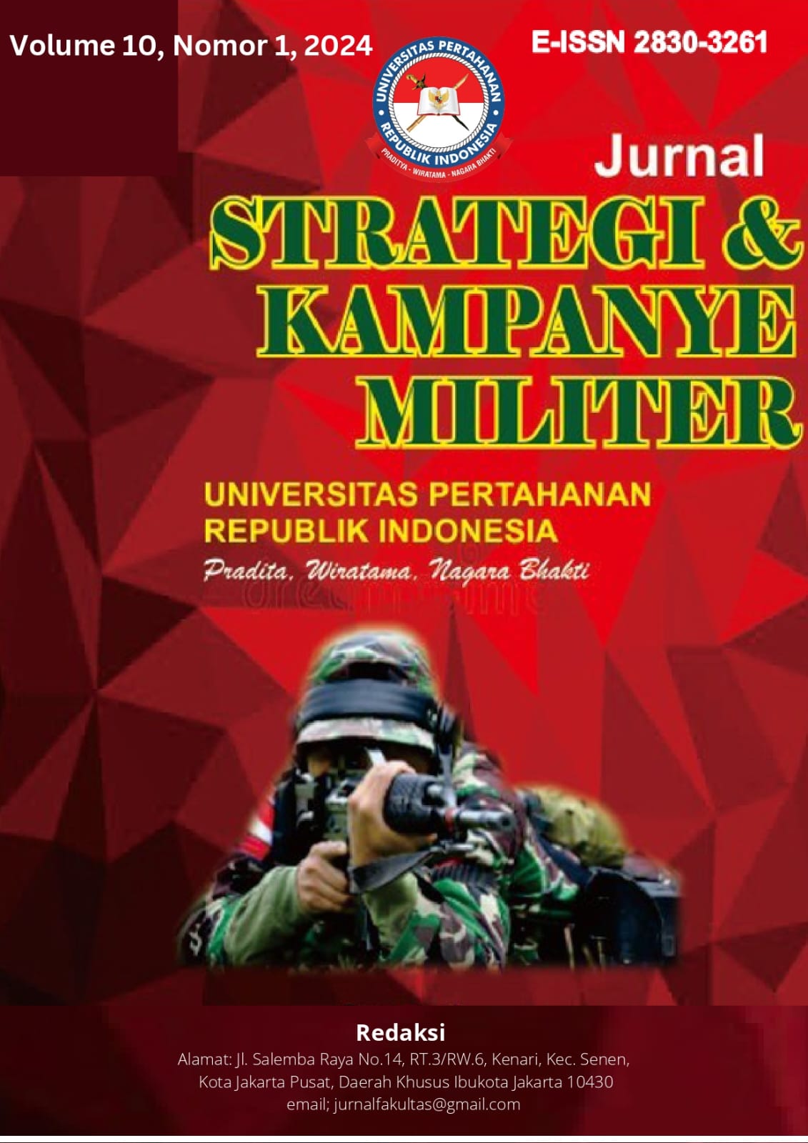 					View Vol. 10 No. 1 (2024): Jurnal Strategi dan Kampanye Militer
				