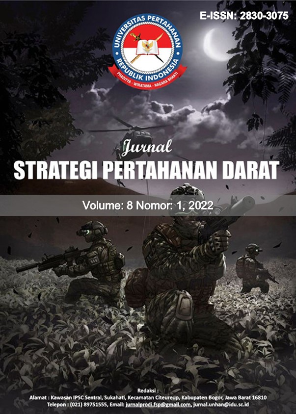 					View Vol. 8 No. 1 (2022): Jurnal Strategi Pertahanan Darat
				